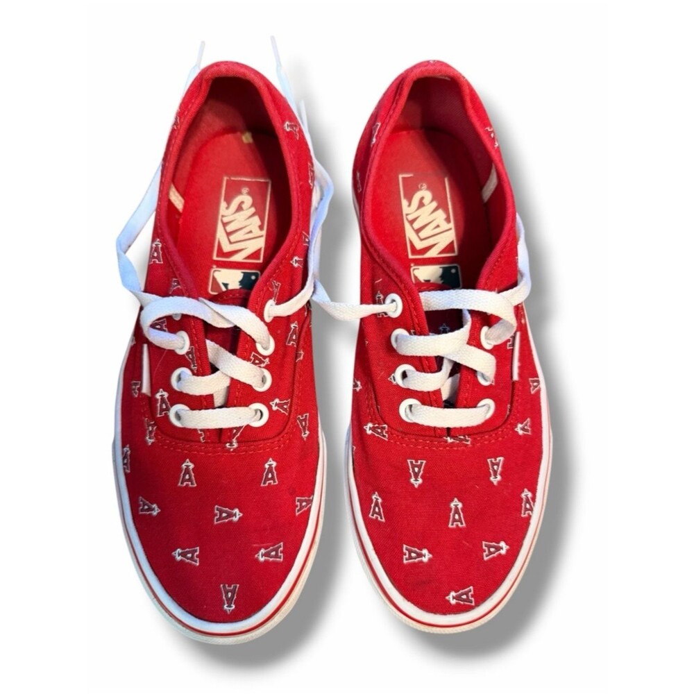 Limited Edition Los Angeles Angels Logo Van's Red Low Top Sneakers  M/6  W/7.5